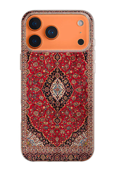 shoptocase iPhone 17 Pro Uyumlu Vintage Halı Desenli Şeffaf Silikon Telefon K...