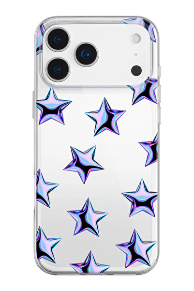 shoptocase Purple Stars Pattern Clear Silicone Phone Case Compatible with iPhone 17 Pro Max
