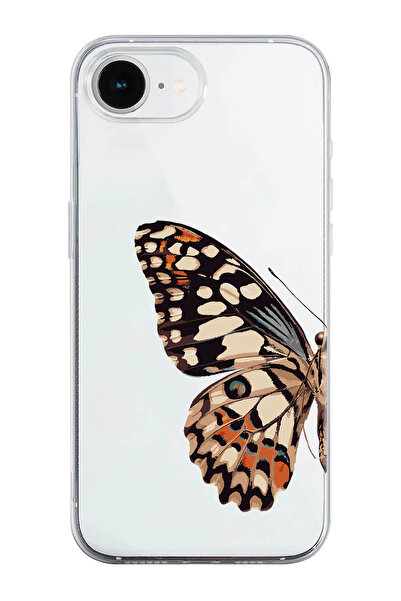 shoptocase iPhone 16E Uyumlu Kelebek Desenli Şeffaf Silikon Telefon Kılıfı