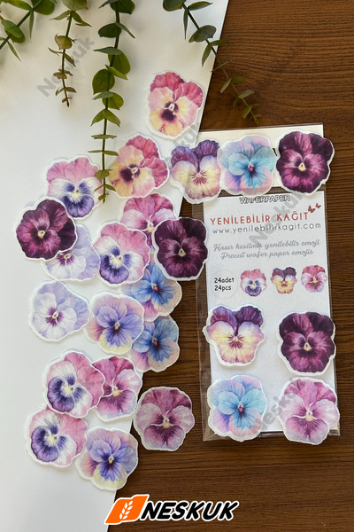 Neskuk Hazır Kesilmiş Çiçekler Yenilebilir Çiçek Kağıt Wafer Paper 21 Adet