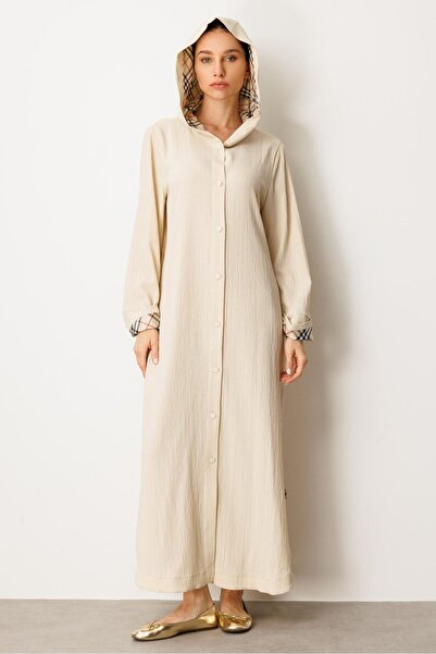 Micca X Garni Spor İnce Hafif Özel Dokulu Zamansız Ferace Kap-Bej