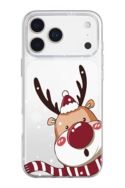 shoptocase Christmas Deer Pattern Clear Silicone Phone Case Compatible with iPhone 17 Pro Max