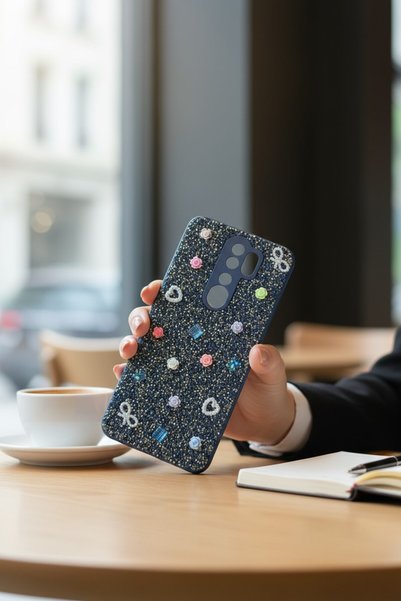 batuteknoloji Xiaomi Redmi Note 8 Pro Fiyonk Kalp Desenli Kırçıllı Taşlı BTU ...