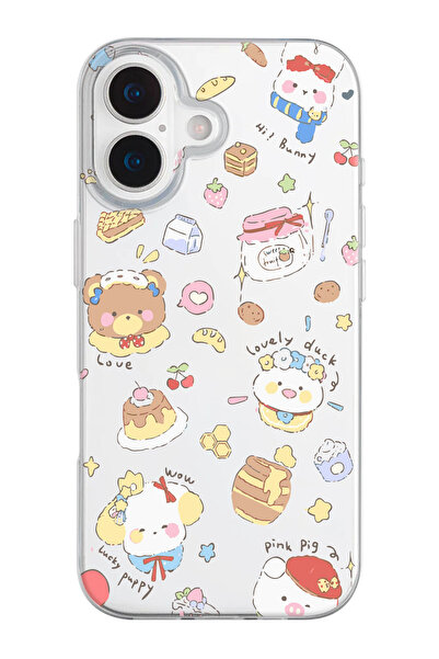 shoptocase iPhone 17 Uyumlu Animals Desenli Şeffaf Silikon Telefon Kılıfı