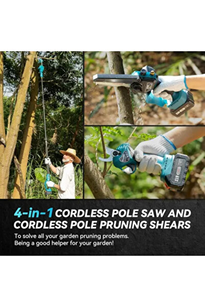 DASGUT Mini Chainsaw 6 inch with 2 m Telescopic Arm, 48 V, 2 Batteries, Adjustable Cutting Angle -08