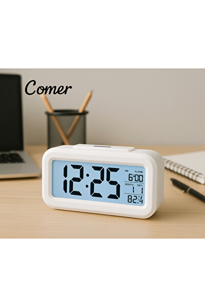 COCEM Comer Dijital Masa Saati – LED Aydınlatmalı Alarm, Tarih ve Sıcaklık Gö...