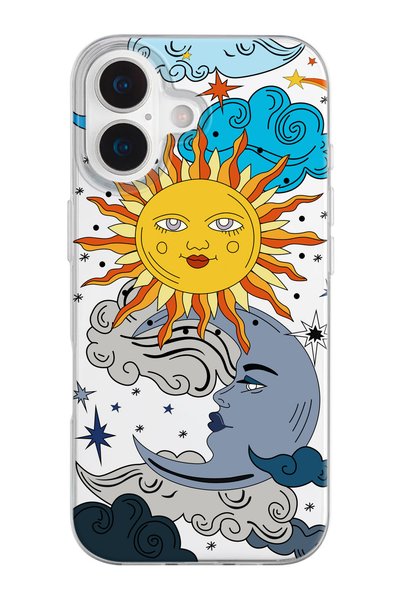 shoptocase iPhone 17 Compatible Sun Moon Pattern Transparent Silicone Phone Case