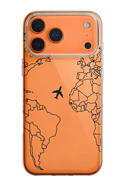 shoptocase غطاء هاتف شفاف من السيليكون بنمط خريطة خطية متوافق مع آيفون 17 برو