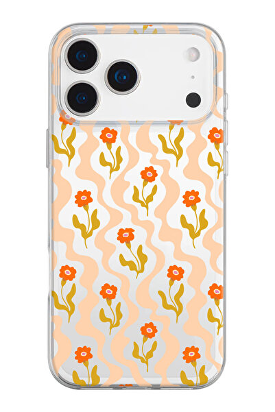 shoptocase iPhone 17 Pro Max Compatible Flowers Patterned Transparent Silicone Phone Case