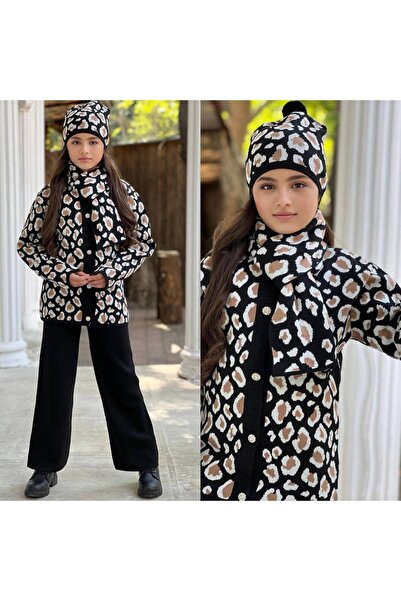 zavera for kids Girl's Leopard Knitwear 4-Piece Set - 100% Cotton