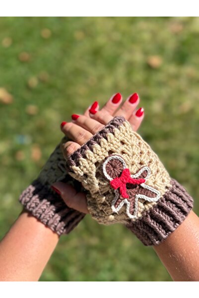 Bunibag Yılbaşı Kurabiye Adam Örgü Parmaksız Eldiven