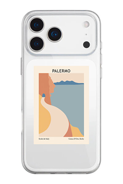 shoptocase iPhone 17 Pro Max Compatible Palermo Italy Patterned Transparent Silicone Phone Case
