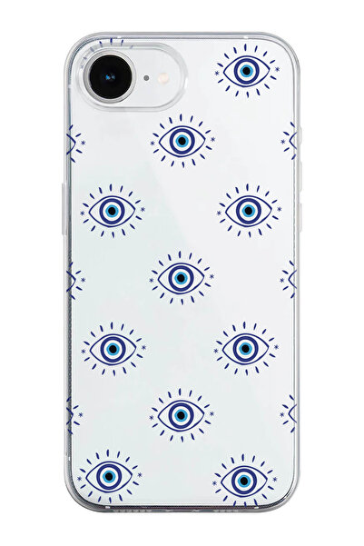 shoptocase غطاء هاتف شفاف من السيليكون بنمط العيون الزرقاء متوافق مع آيفون 16E