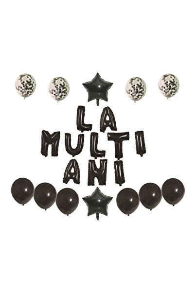 Mirific Party Set de 22 de baloane de petrecere, negre, TZ5273, „La mulți ani”