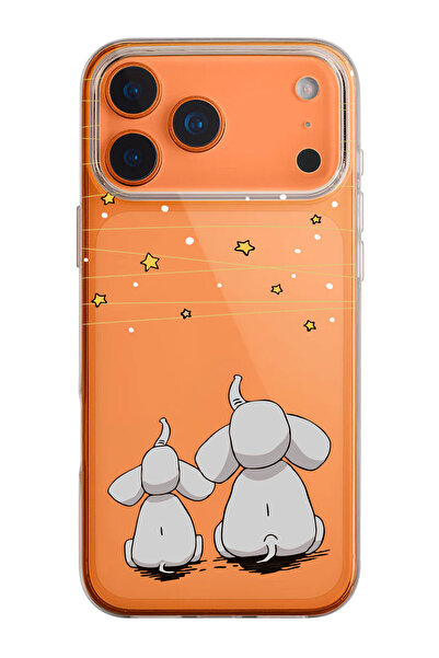 shoptocase iPhone 17 Pro Compatible Starry Elephants Patterned Transparent Silicone Phone Case