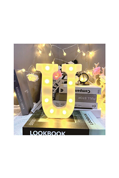 Mirific Party LED lamp, 21×15.7×3.5 cm, battery-powered, letter U, PPQT8302