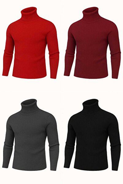 ANATOLIATEKSTILE 🧶 Men's Slim Fit briefcase made of fine knitwear - elegant, warm and comfortable Set of 4 pieces