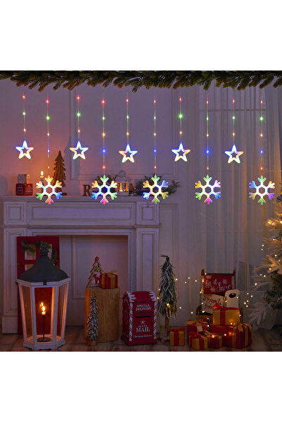 Issa Christmas Curtain Lights 4.20m - Multicolor LED, Transparent Wire, Series-Connectable Plug