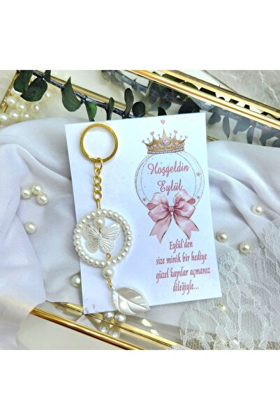 Hayaller Dükkanı 10 Adet Kelebek İnci Lütks Anahtarlık Bebek Şekeri Yeni Doğa...