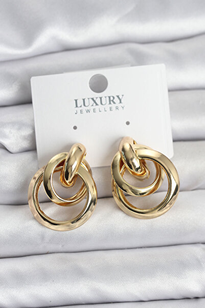 Lisinya Gold Color Hoop Model Brass Women's Earrings - Tygoo