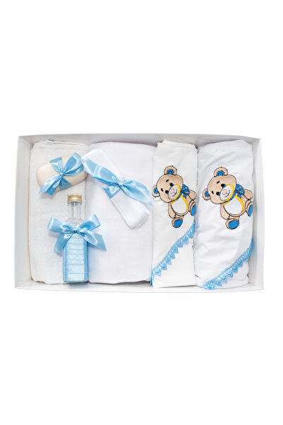 Inovius Trusou Botez 7 Piese Personalizat cu Broderie, Bleu, Ursuleti - TB131