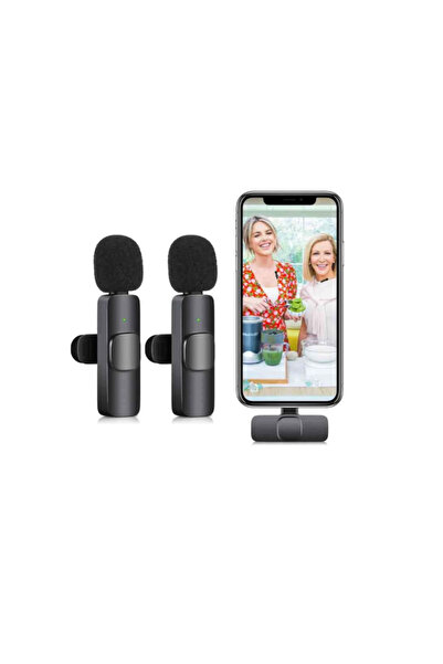 Fuchsia K9 Type-C Compatible-Noise Cancelling and 20-Meter Range 2 Pieces Wireless Digital Lavalier Microphone