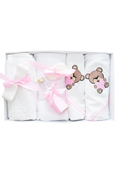 Inovius Trusou Botez 7 Piese, Roz, Ursulet Brodat - TB157