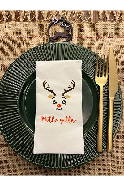 kidspartim مناديل عيد الميلاد الجديدة لعام مطبوع من Geyik Happy New Year بالل...
