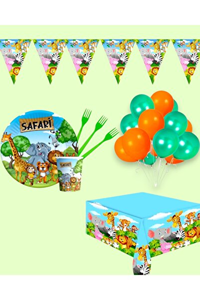 Evabrite Safari Themed 32-Person Birthday Party Set - Safari Concept Party Decorations