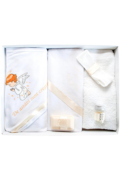 Inovius Trusou Botez 6 piese cu Text Imprimat, Ingeras, IVOIRE - TB52