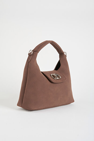 Vivaq Women's Bitter Brown Suede Flip Lock Closure Handbag and Shoulder Bag