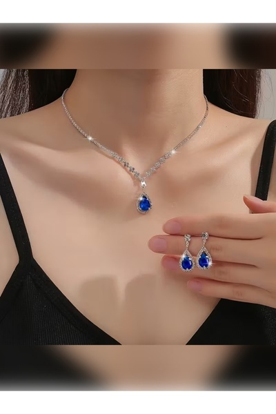 MomStyle 3 adet Moda Takı Seti A Parıltılı Lüks Akşam Elbisesi Aksesuarı Rhin...