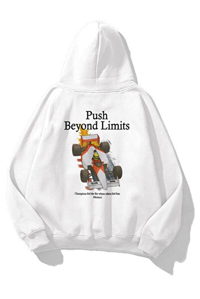 Trendiz Unisex Push Beyond Limits Sweatshirt Beyaz