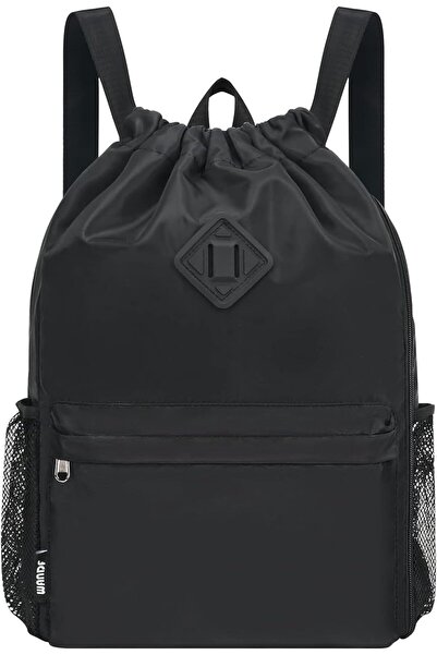 WANDF Drawstring Gym Backpack with Shoe Pocket, Water-Resistant, For Men and Women
