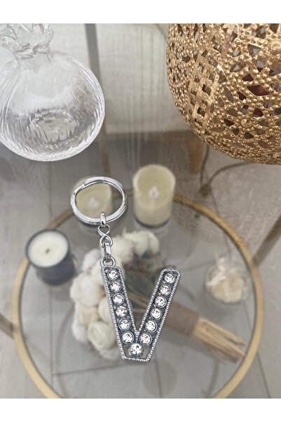 Bellinzona Breloc și pandantiv din oțel cu zirconiu, litera V