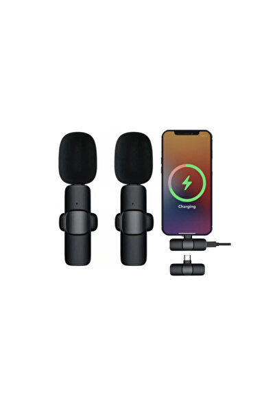 Fuchsia K9 Type-C Compatible-Noise Cancelling and 20-Meter Range 2 Pieces Wireless Digital Lavalier Microphone
