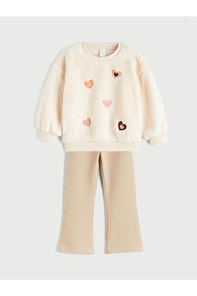 LC Waikiki Ozmarka New Season Crew Neck Girls' Sweatshirt and Leggings Pants 2-Piece Set