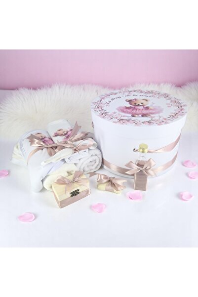 Inovius Trusou Botez cu 8 Piese Imprimat, Ursulet Balerina, Culoare Roz Pudra...