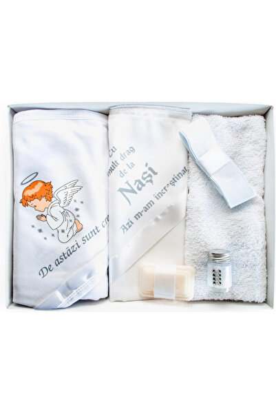 Inovius Trusou Botez 6 piese cu Text Imprimat, Ingeras, ALB - TB55