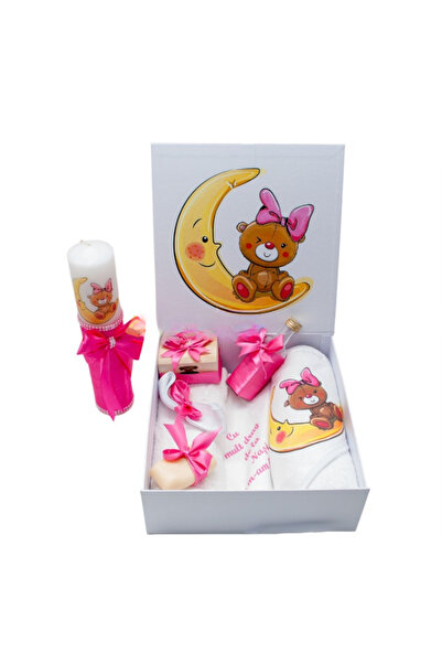 Inovius Set Cutie Trusou cu Lumanare, 9 Piese "Cu drag de la nasi" - Ursulet,...