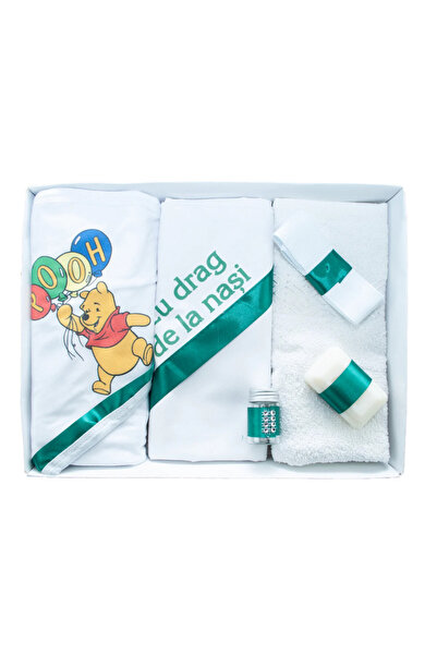 Inovius Trusou Botez, 6 Piese cu Text Imprimat "Cu drag de la nasi", Verde, W...