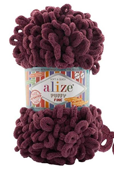 urzsmell Alize Puffy Fine Small Loop 100% Micropolyester / 100 g - 14.5 m 956Burgundy