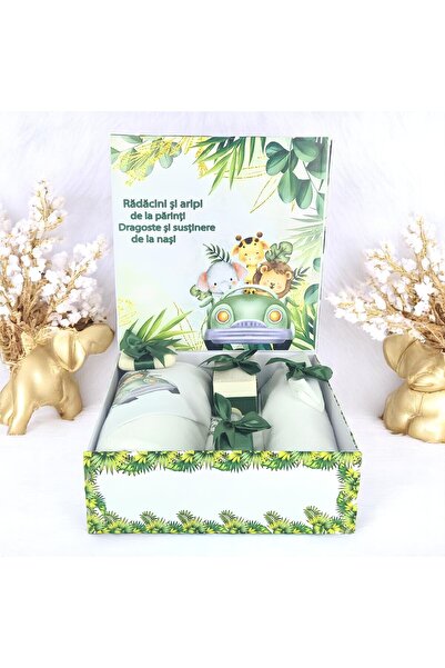 Inovius Trusou Botez cu 8 Piese, Animale Safari 3, Culoare Verde - TB264