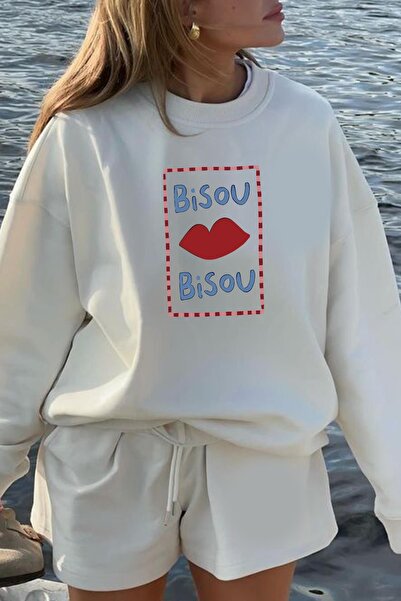 Monila Women's Premium Fabric Fleece-Lined Printed Oversized Sweatshirt