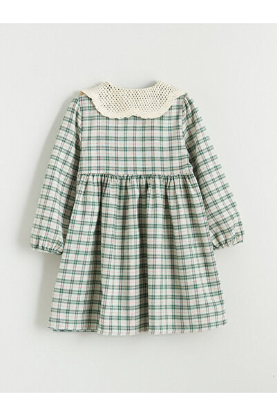 LC Waikiki New Season Baby Collar Plaid Pattern Flannel Girl's Dress
