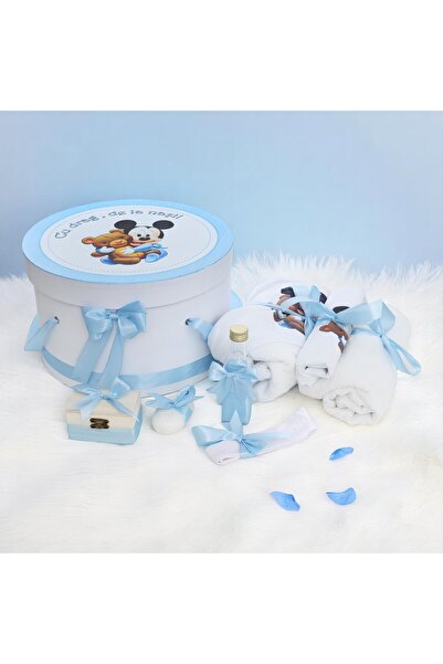 Inovius Trusou Botez cu 8 Piese Imprimat, Mickey Mouse, Culoare Bleu - TB221