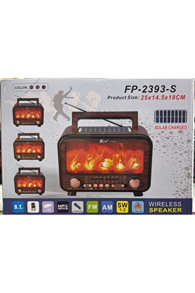 Knstar FP-2393-S ŞÖMİNELİ GÜNEŞ PANELLİ BLUETOOTH USB NOSTALJİK RADYO