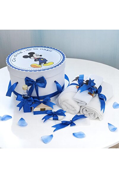 Inovius Trusou Botez cu 8 Piese Imprimat, Mickey Mouse, Culoare Albastru - TB225