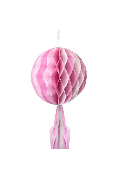 Süs petek ponpon beyaza pembe 30cm pk:1-