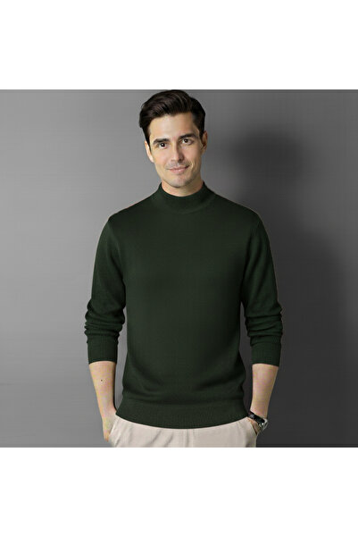 Vocens Men's Thin Knitwear Half Fisherman Plain Solid Sweater